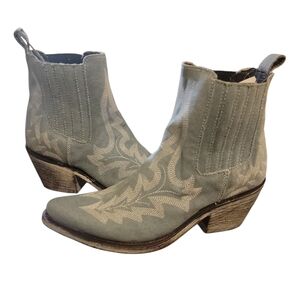 Liberty Black, Western Ankle Boots - Denim